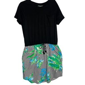Lauren Ralph Lauren Women's XL Black Knit Top Floral Stripe Dress